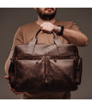 Чоловічий портфель з натуральної шкіри (VS083) коричневий матовий Чоловічий портфель з натуральної шкіри (VS083) коричневий матовий